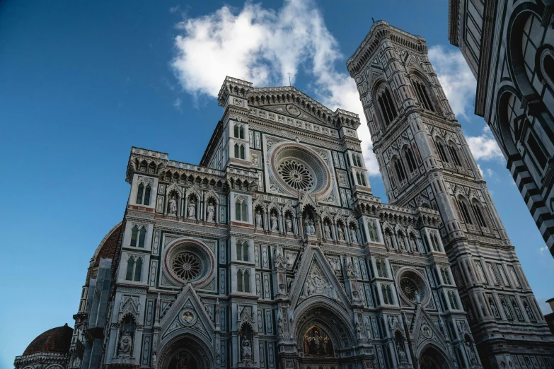 a very tall cathedral with a clock tower, inspired by Giotto, pexels contest winner, renaissance, thumbnail, ground - level view, bl, panoramic