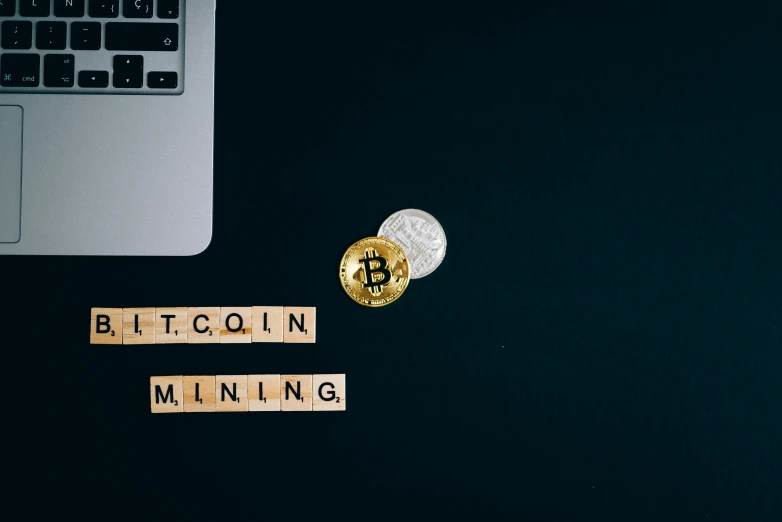 a bitcoin sitting on top of a table next to a laptop, by Carey Morris, trending on pexels, renaissance, underground mine, avatar image, miners, coin with the letter n