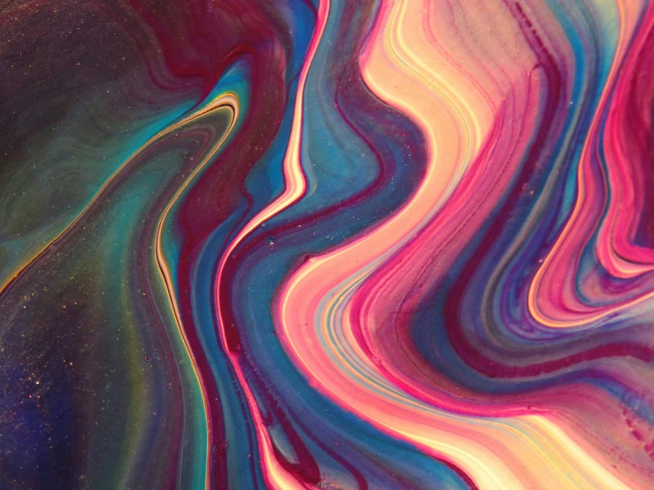 a painting with different colors on it, an album cover, trending on pexels, generative art, aerial iridecent veins, james nares, paint pour, retrowaves