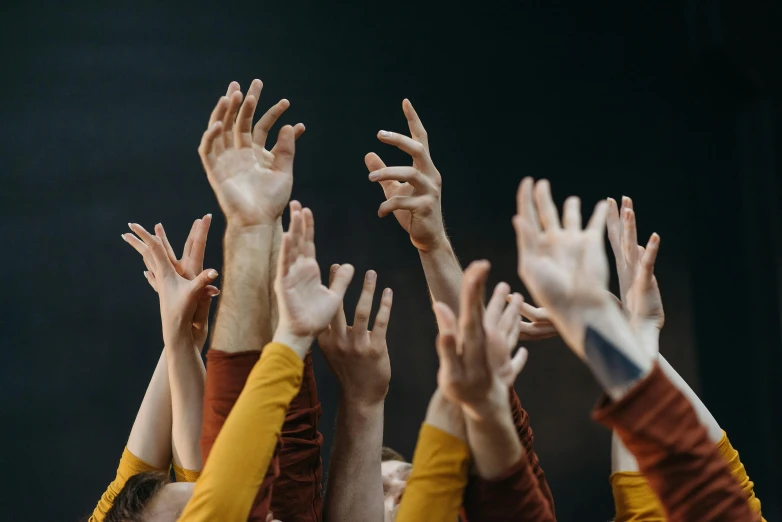 a group of people raising their hands in the air, pexels contest winner, renaissance, nadav kander, close-up photograph, ad image, thumbnail