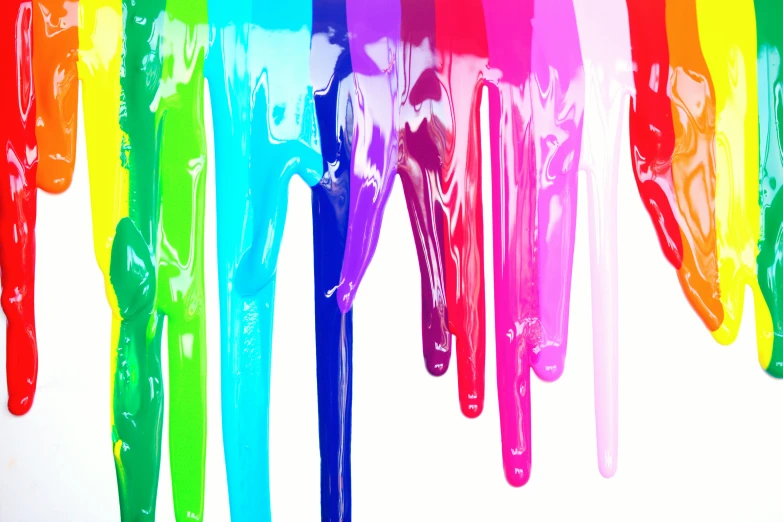 a group of paint brushes sitting on top of each other, a digital rendering, inspired by Sam Francis, pexels, action painting, dripping in neon paint, painted with colour on white, slime, full of colour 8-w 1024