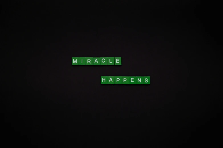 a green sign that says miracle happens, by Adam Pijnacker, pexels contest winner, happening, magnetic, magicavoxel, hiperrealista, multi-part