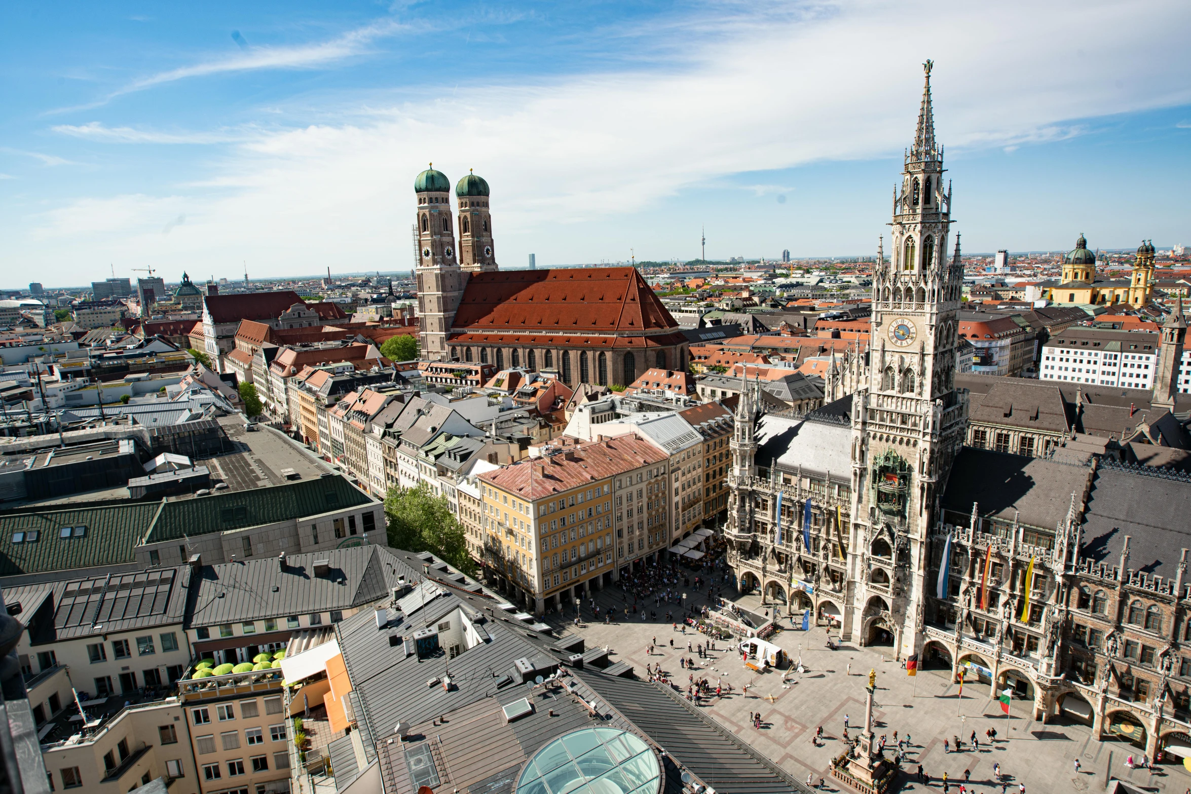 a view of a city from the top of a building, by Werner Gutzeit, pexels contest winner, happening, munich, square, thumbnail