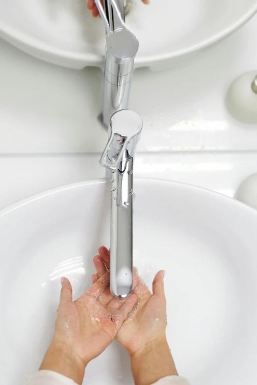 a person washing their hands in a sink, by Ben Zoeller, holding sabre, soft volume absorbation, multi chromatic, long