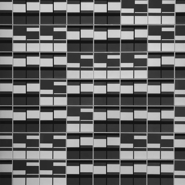 a black and white photo of a building, a mosaic, inspired by Andreas Gursky, unsplash, bauhaus, tileable texture, very accurate photo, hi resolution, colorful mosaic