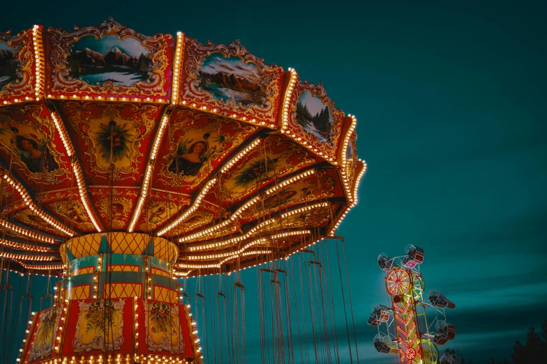 a merry merry merry merry merry merry merry merry merry merry merry merry merry merry merry merry merry, by Matthias Weischer, pexels contest winner, maximalism, fairground rides, red and teal and yellow, on a dark background, moody : : wes anderson