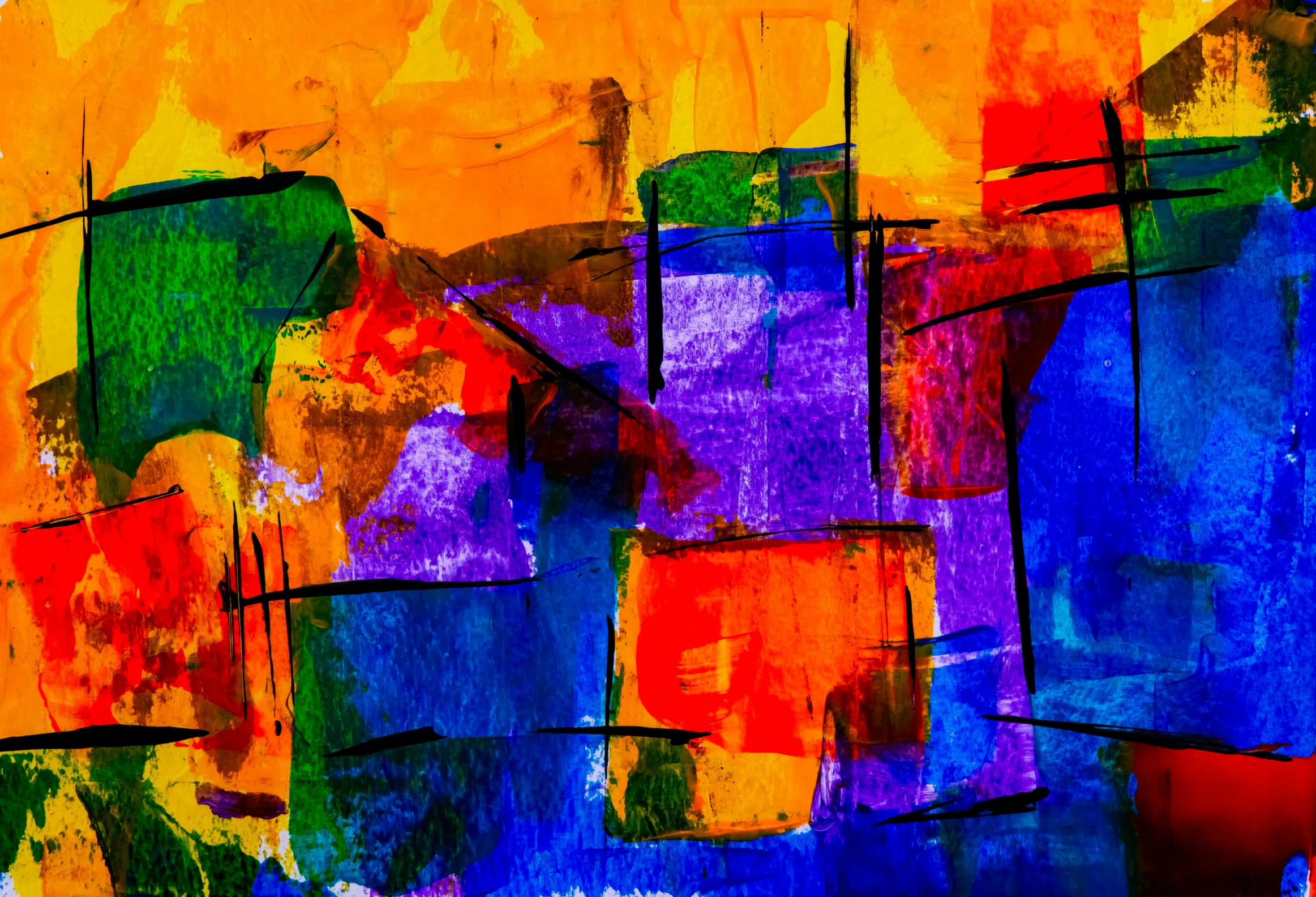 a painting with a lot of colors on it, inspired by Hans Hofmann, pexels contest winner, water color paper, architectural painting, color blocks, ink block painting