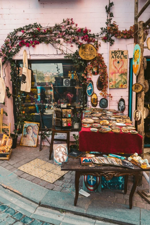 a store filled with lots of assorted items, pexels contest winner, art nouveau, near the beach, orthodox, square, boho chic