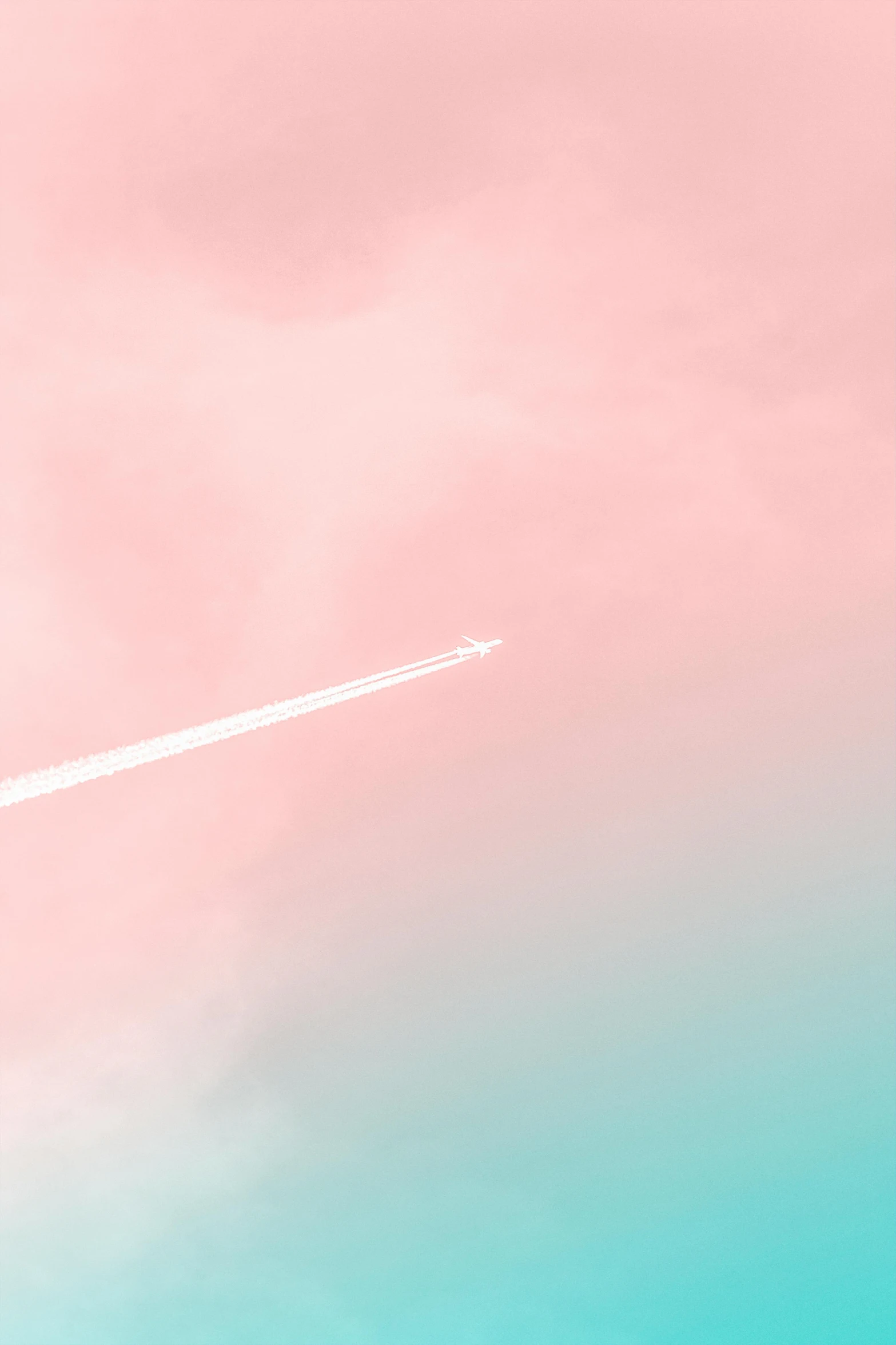 there is a plane that is flying in the sky, pexels contest winner, conceptual art, pastel pink neon, shooting star, promo image, cruise missile strikes