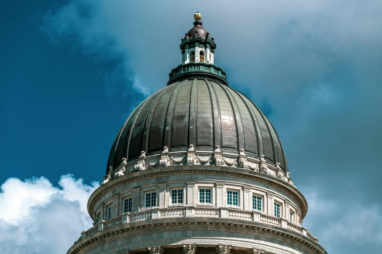 the dome of a building with a clock on it, by Julia Pishtar, unsplash contest winner, utah, neoclassical tower with dome, 4k -, bay area