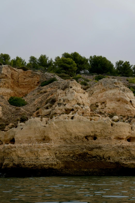 a man riding a surfboard on top of a body of water, inspired by Fede Galizia, les nabis, sandstone, seen from afar, limestone, conglomerate