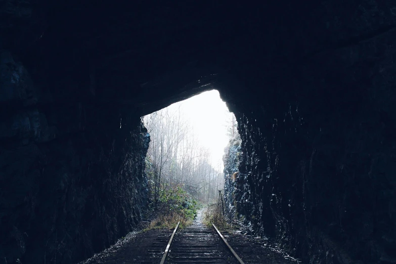 there is a light at the end of the tunnel, an album cover, unsplash contest winner, postminimalism, mining, instagram photo, moody morning light, ultra-realistic