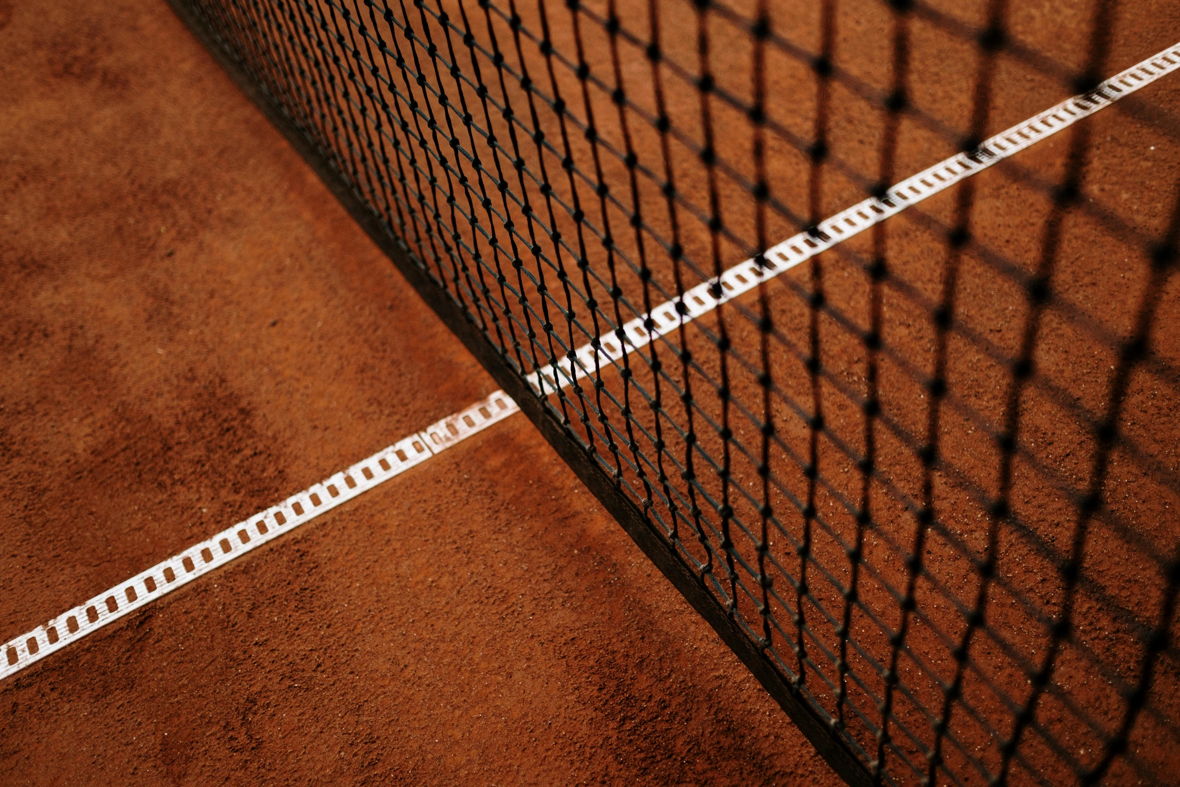 a close up of a tennis net on a tennis court, inspired by Hans Mertens, pexels contest winner, black and terracotta, square lines, 15081959 21121991 01012000 4k, alessio albi