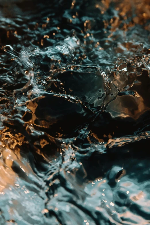 a close up of a person swimming in a pool, a microscopic photo, pexels contest winner, conceptual art, black fluid simulation, metallic polished surfaces, real engine 5 cinematic, octane render - n 9