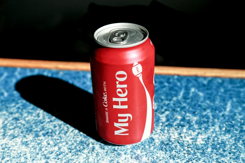 a can of coca cola sitting on a table, by Niko Henrichon, unsplash, hyperrealism, ponyo hayao mitazaki, superhero, profile image, hi - res