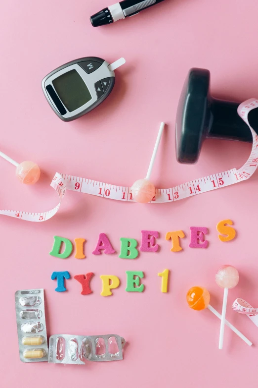 a pink table topped with lots of different types of food, a picture, medical image, type - 2, sugar, thumbnail