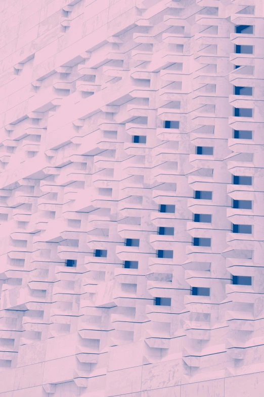 a man riding a snowboard down a snow covered slope, an album cover, inspired by Ricardo Bofill, generative art, crenellated balconies, pink scheme, lattice, stacked image