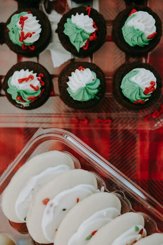 a close up of a tray of cupcakes on a table, holiday vibe, steamed buns, detailed product image, thumbnail