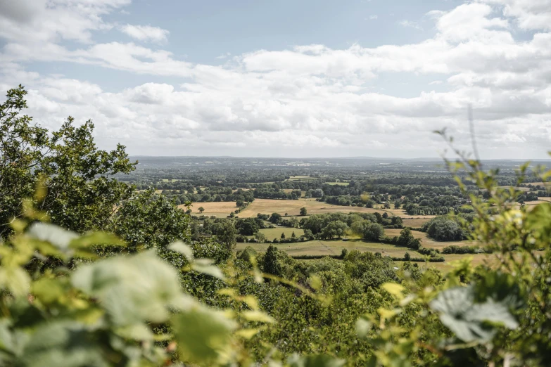 a view of the countryside from the top of a hill, inspired by Charlotte Nasmyth, unsplash, happening, esher, bocage, grey