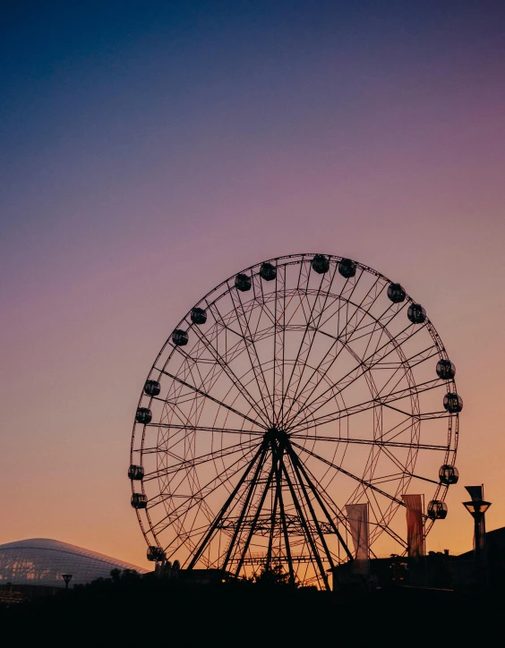 a ferris wheel with mountains in the background, pexels contest winner, romanticism, nice sunset, thumbnail, multiple stories, 000 — википедия