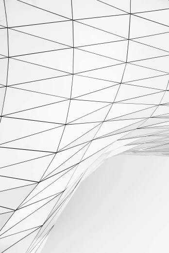 a black and white photo of a building, an abstract drawing, inspired by Zaha Hadid, unsplash, 'white background'!!!, wire, gradient and patterns wallpaper, tent architecture