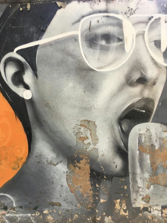 a black and white photo of a boy eating a popsicle, inspired by Sandra Chevrier, street art, wearing orange sunglasses, detail shot, grungy woman, singing for you