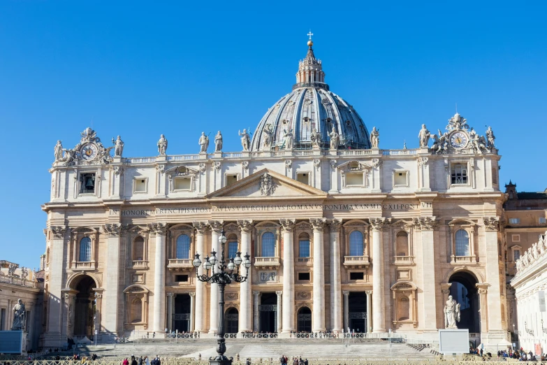 a large building with a dome on top of it, by Cagnaccio di San Pietro, pexels contest winner, neoclassicism, promo image, john paul ii, frontal view, full body image