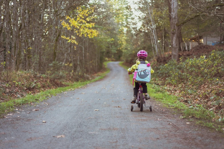 a little girl riding a bike down a dirt road, pexels contest winner, college, avatar image, 1 2 9 7, fan favorite