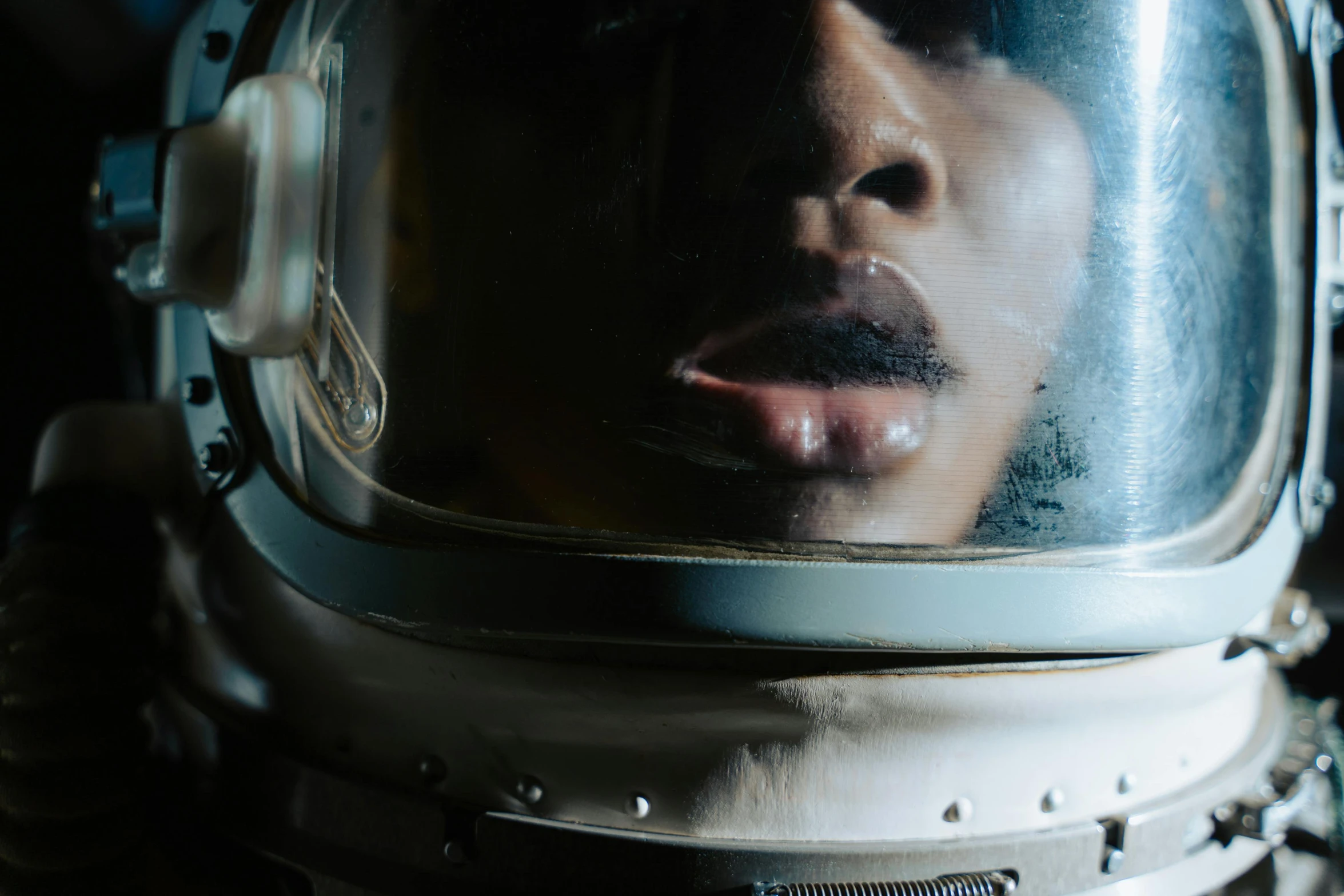 a close up of a person wearing a space suit, pexels contest winner, afrofuturism, imax movie still, reflecting, full frontal shot, woman astronaut