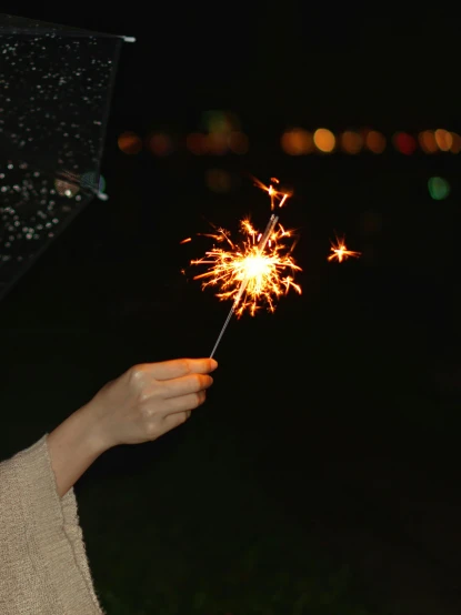 a woman holding a sparkler in her hand, pexels, 15081959 21121991 01012000 4k, texture, set on night, seasonal