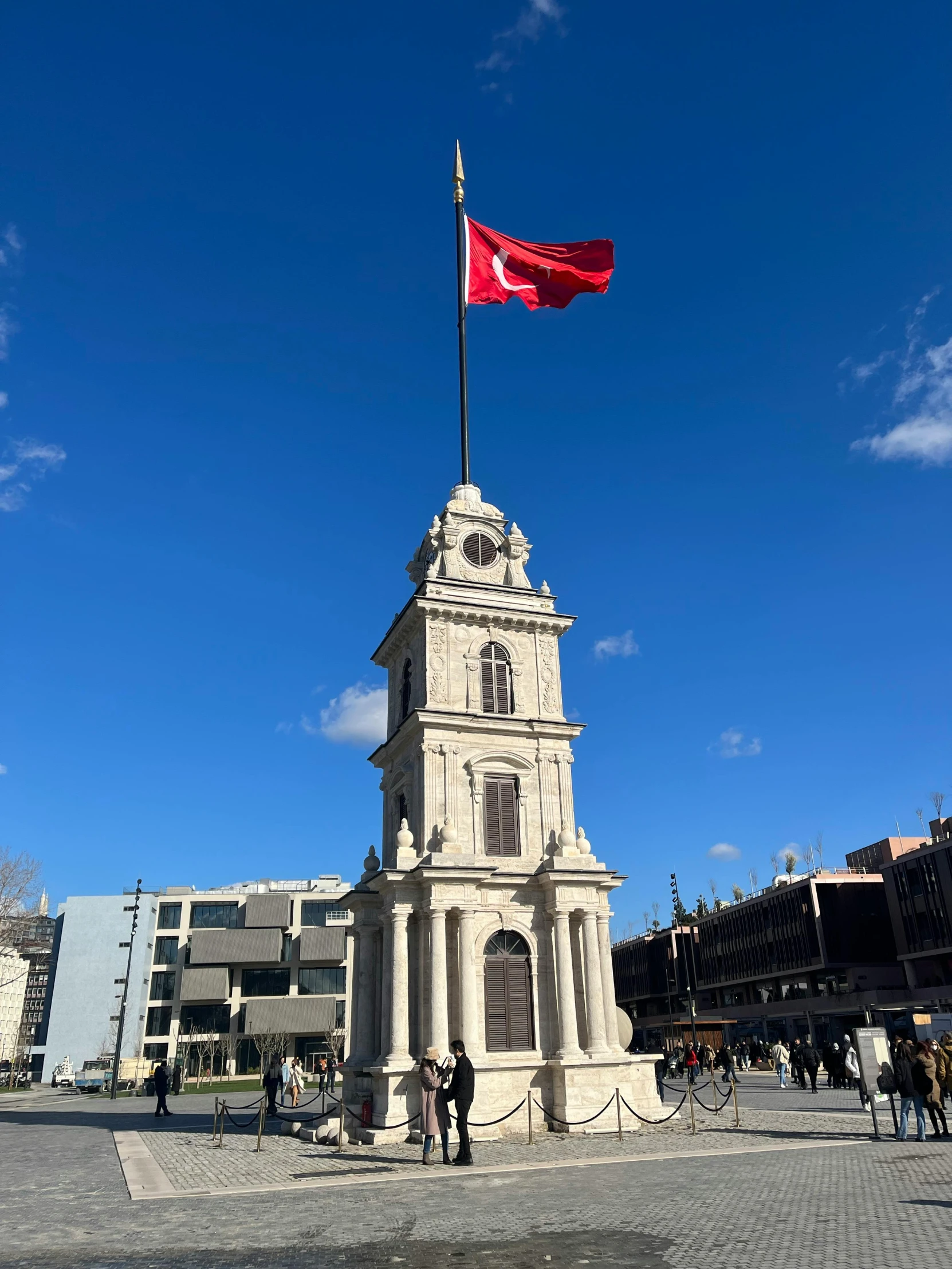 a clock tower with a flag on top of it, hurufiyya, profile image, museum picture, 2019 trending photo, turkey