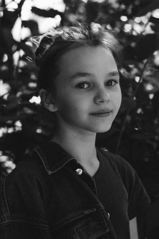 a black and white photo of a young girl, inspired by Roy DeCarava, hyperrealism, 15081959 21121991 01012000 4k, medium format. soft light, joey king, lofi portrait