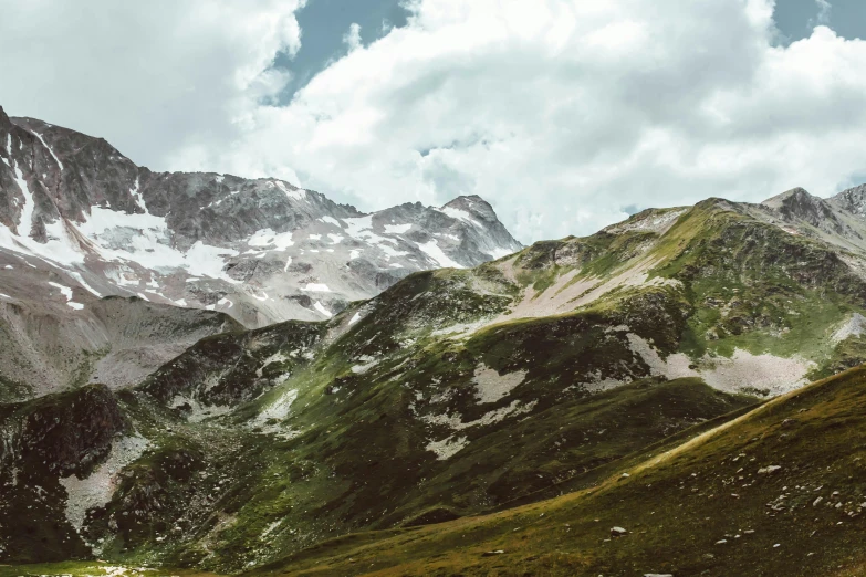 a herd of sheep standing on top of a lush green hillside, an album cover, by Matthias Weischer, pexels contest winner, icy glaciers, brown, solo hiking in mountains trees, slightly pixelated