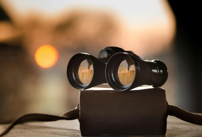 a pair of binoculars sitting on top of a book, by Nick Fudge, trending on pexels, hasselblad film bokeh, evening sunlight, brown, outside