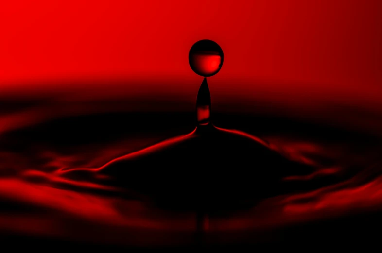 a drop of water with a red background, by Adam Marczyński, shutterstock contest winner, digital art, gradient red to black, 15081959 21121991 01012000 4k, smooth red skin, dmt ripples