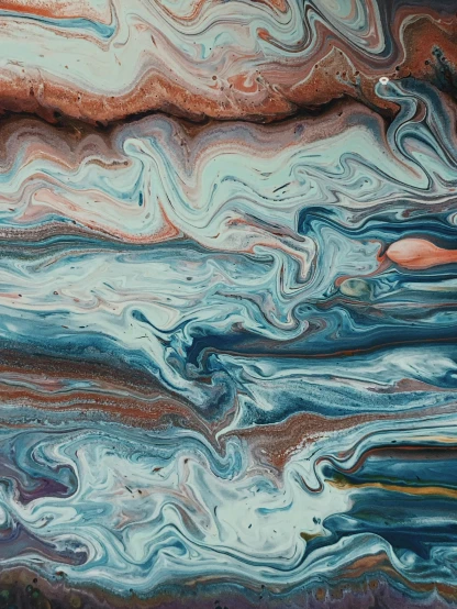 a close up of a painting of a body of water, inspired by Yanjun Cheng, trending on unsplash, molten plastic, marbled columns, surreal colors, sea of milk