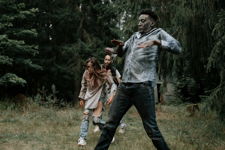 a couple of people that are standing in the grass, violent zombie dance, 2019 trending photo, background image, group of people