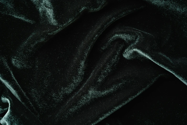 a close up of a black velvet material, unsplash, aurora green, detailed product image, highly polished, black rococo