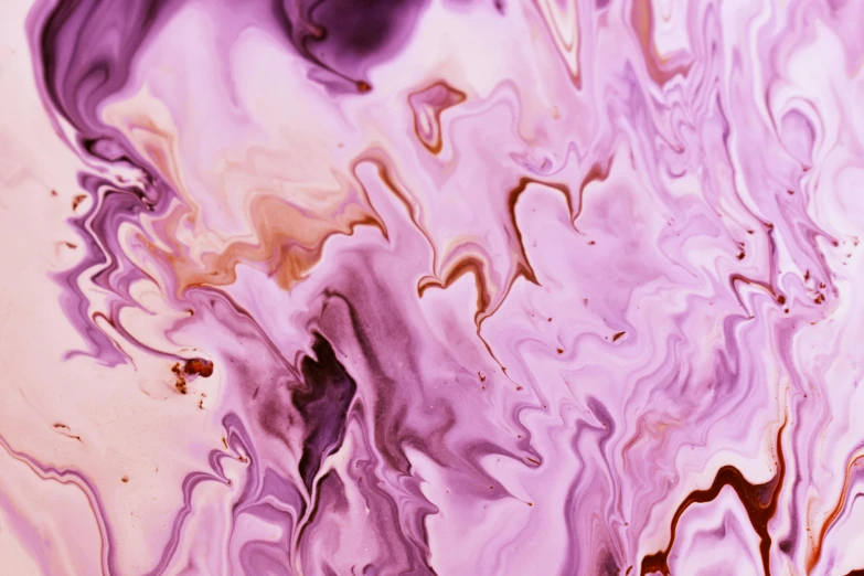 a close up of a liquid painting on a piece of paper, a detailed painting, inspired by Julian Schnabel, trending on pexels, candy treatments, purple flesh, chocolate river, pink scheme