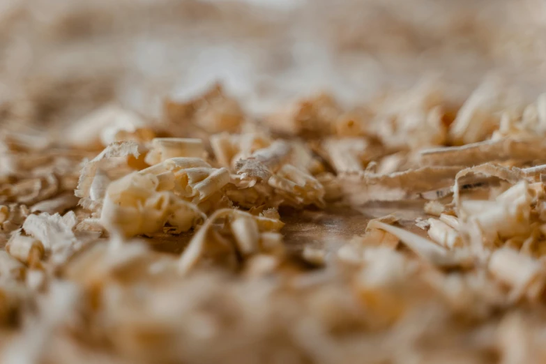 a close up of a pile of wood shaving, a macro photograph, by Daniel Lieske, pexels, cereal, a blond, hd footage, thin dof