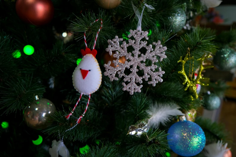 a close up of a christmas tree with ornaments, shot on sony a 7, modeled, crafts, rectangle