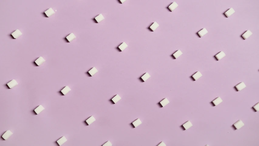 a bunch of white sugar cubes sitting on top of a pink surface, inspired by Agnes Martin, trending on pexels, op art, made of liquid purple metal, dots, computer wallpaper, square lines