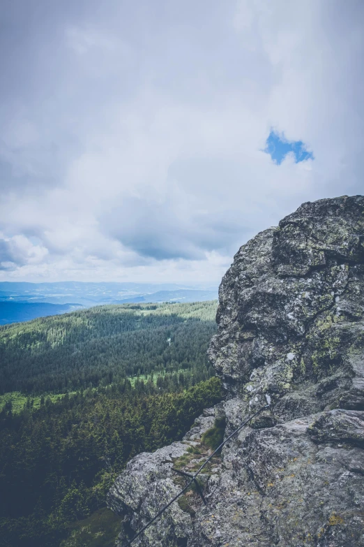 a person standing on top of a mountain, black forest, rocky foreground, overcast gray skies, today\'s featured photograph 4k