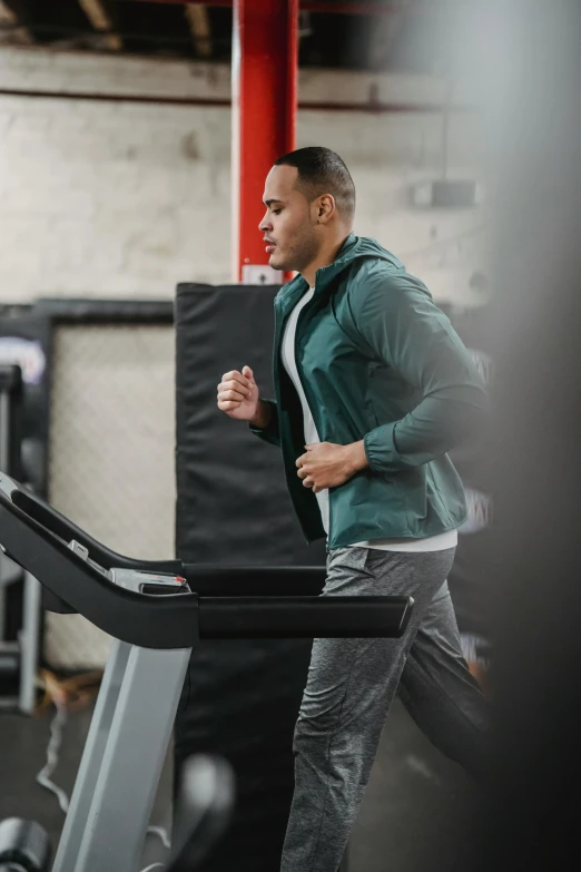 a man running on a treadmill in a gym, featured on instagram, happening, lightweight armour, jayson tatum, promo image, thumbnail