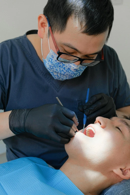 a man getting his teeth examined by a dentist, inspired by Tooth Wu, hurufiyya, biting lip, slide show, taejune kim, cleanest image