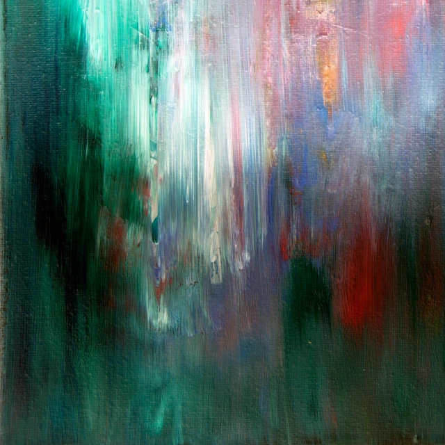 a painting with a lot of colors on it, inspired by Richter, pexels contest winner, abstract art, shades green and red, irridescent ghostly, cold lights soft painting, oil painting without frame