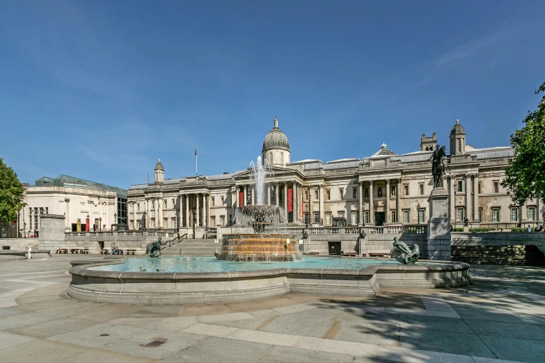 a large building with a fountain in front of it, national gallery, profile image, sunny day time, square