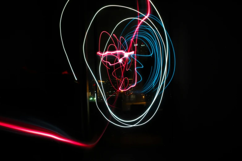 a long exposure photograph of a light painting, unsplash, blue and red lights, cell phone photo, multicoloured, image of random arts