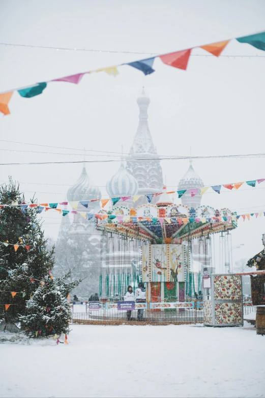 a merry merry merry merry merry merry merry merry merry merry merry merry merry merry merry merry merry, inspired by Vasily Surikov, unsplash contest winner, maximalism, outdoor fairgrounds, city snowing with a lot of snow, 2019 trending photo, shot on superia 400 film stock