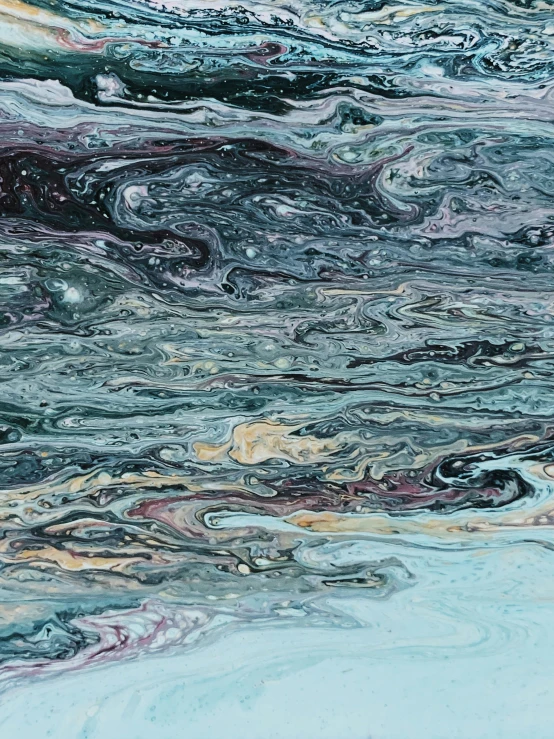 a close up of a painting of a body of water, inspired by Jules Olitski, trending on unsplash, marbled, dark sky, album art, ilustration